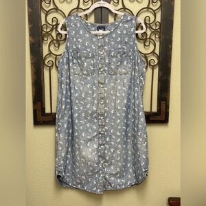 Basic Editions sleeveless denim button up mini dress